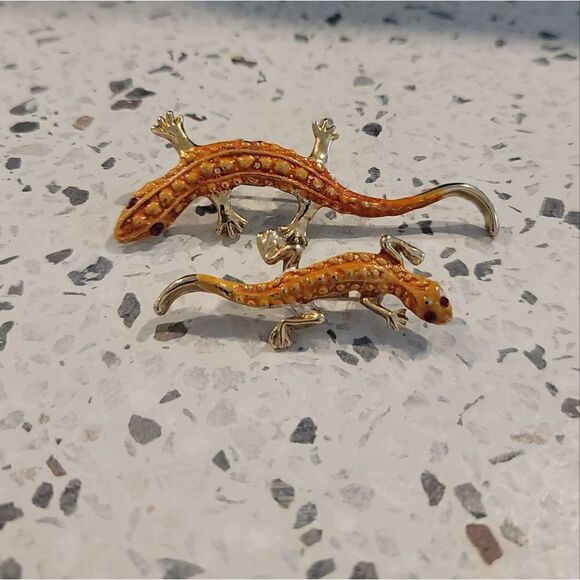 Pair Of Gecko Brooches  - Picture 2 of 6